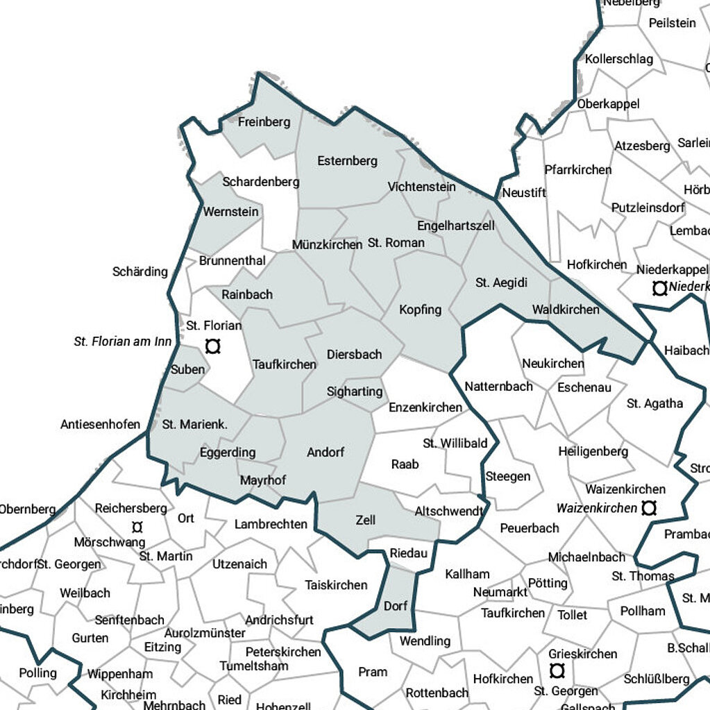 Gemeinden im Gemeindeverband Bezirk Schärding